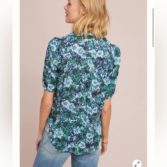 Maeve By Anthropologie Maka Watercolor Printed Top sz 8 - Picture 2 of 11
